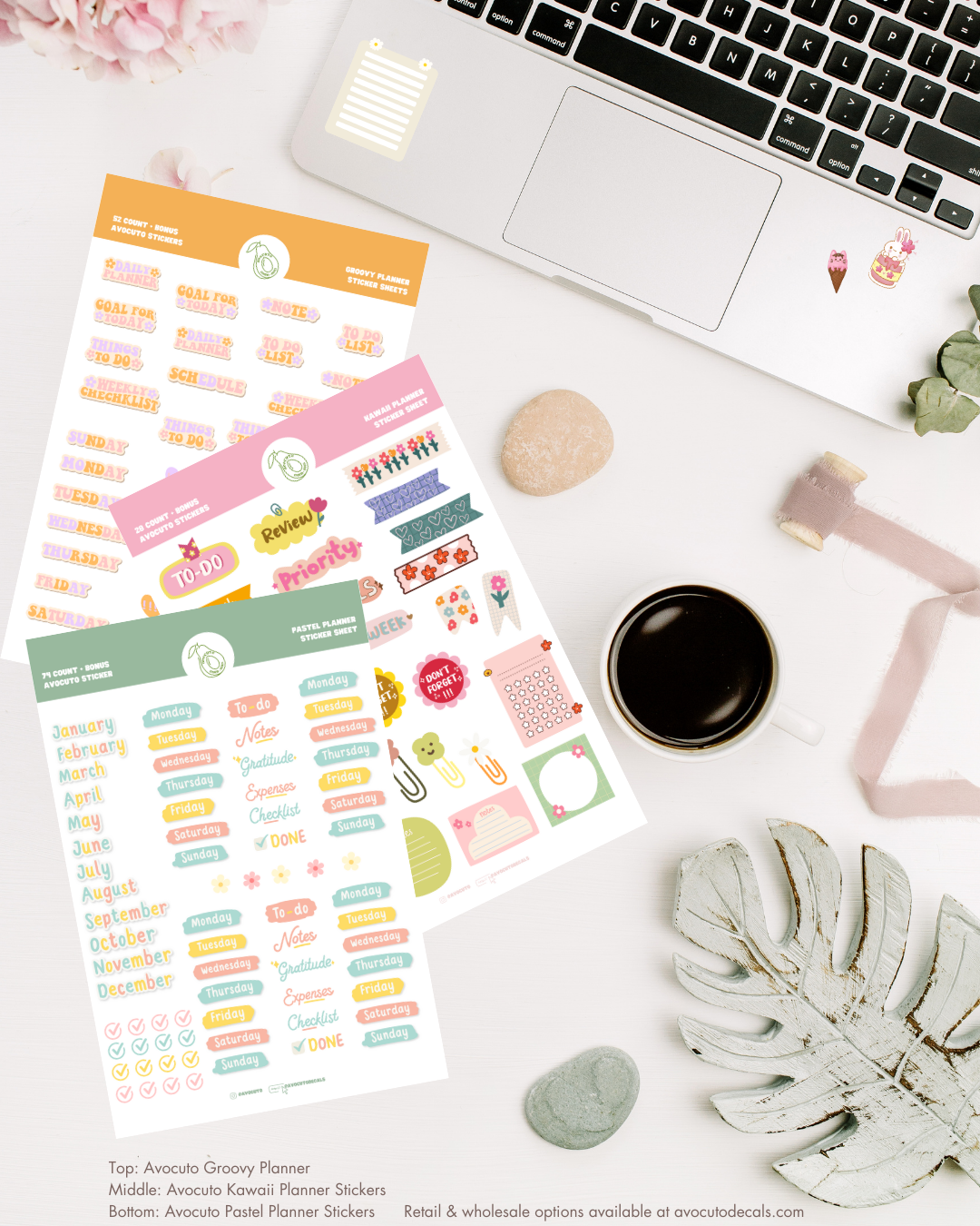 Pre-Made Kawaii Planner Kiss Cut Sticker Sheet