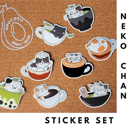 Pre-Made Die-Cut Neko-chan Sticker Set