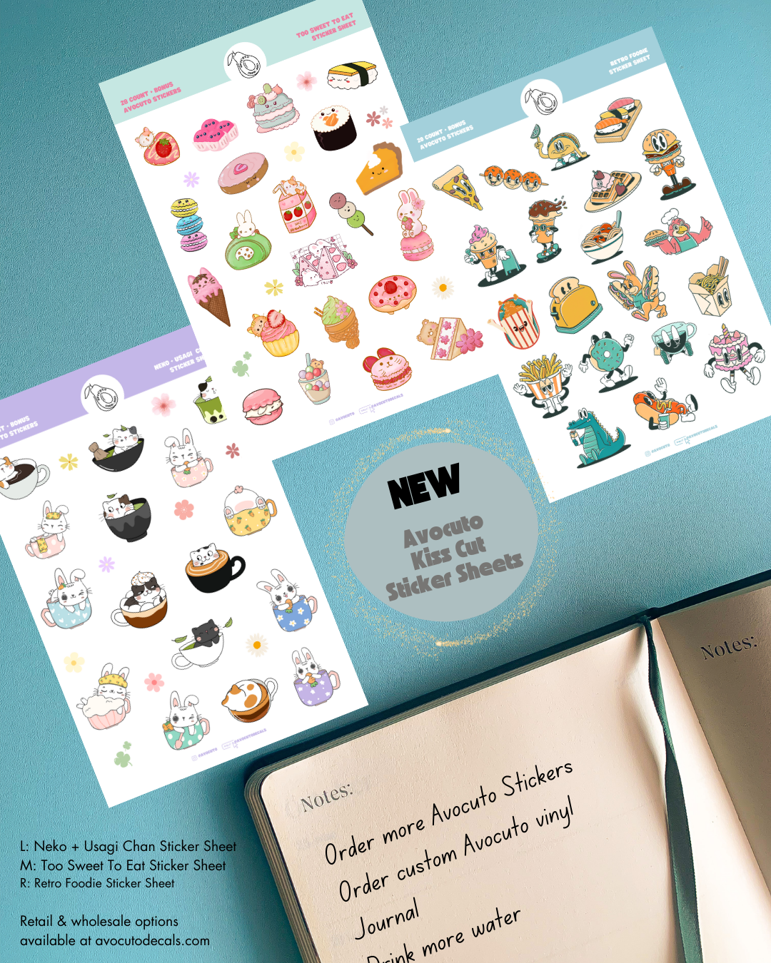 Pre-Made Retro Foodie Sticker Sheet