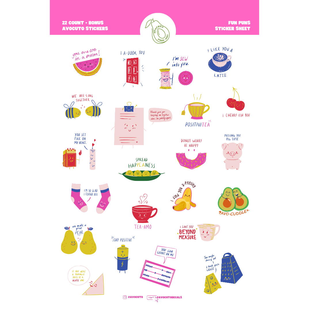 Pre-Made Fun Puns Sticker Sheet