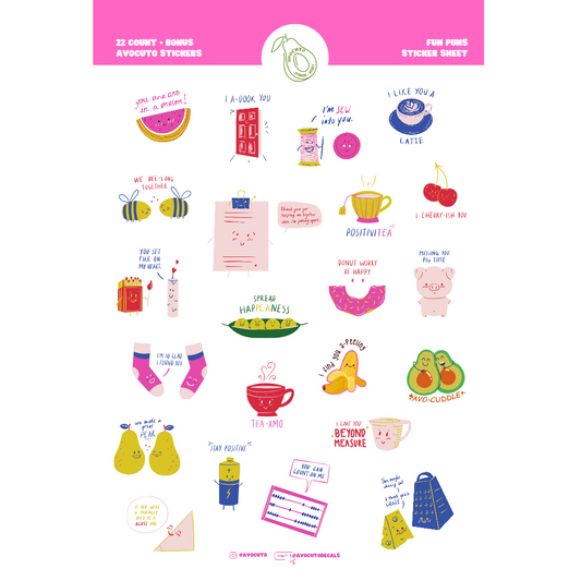 Pre-Made Fun Puns Sticker Sheet