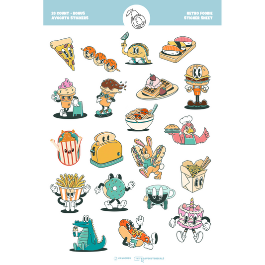 Pre-Made Retro Foodie Sticker Sheet