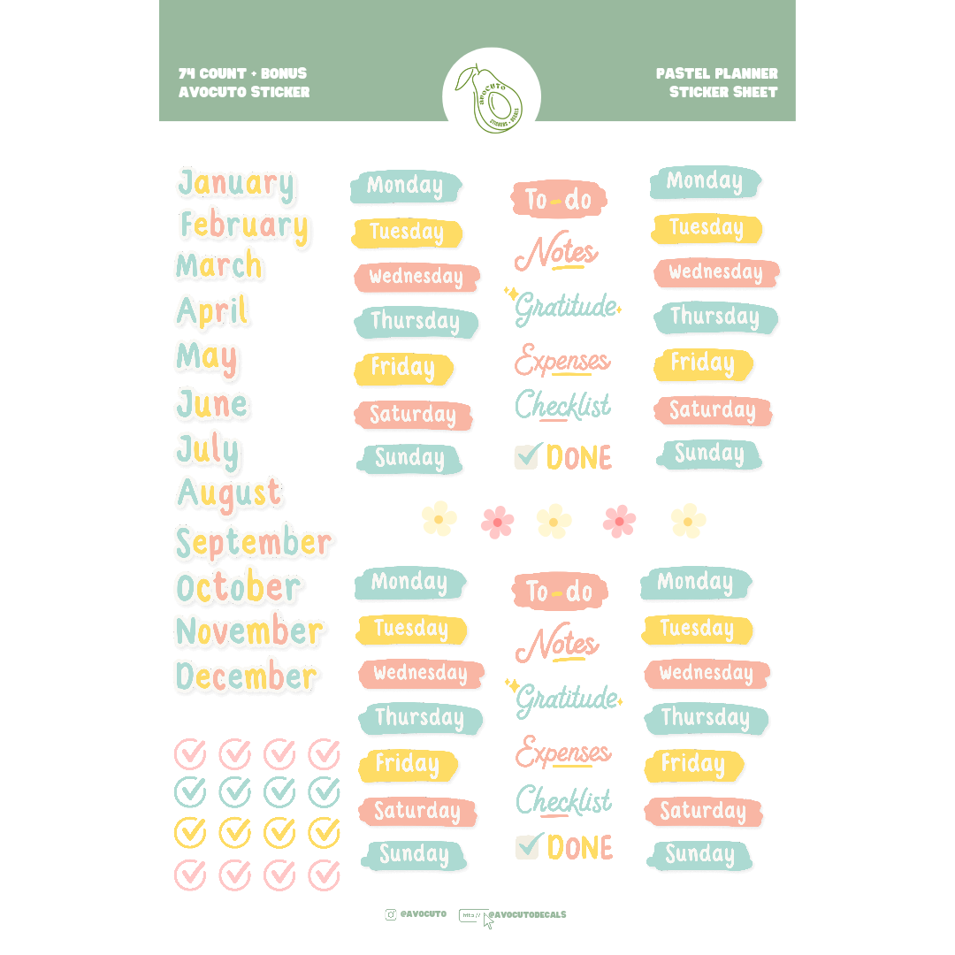 Pre-Made Pastel Planner Sticker Sheet