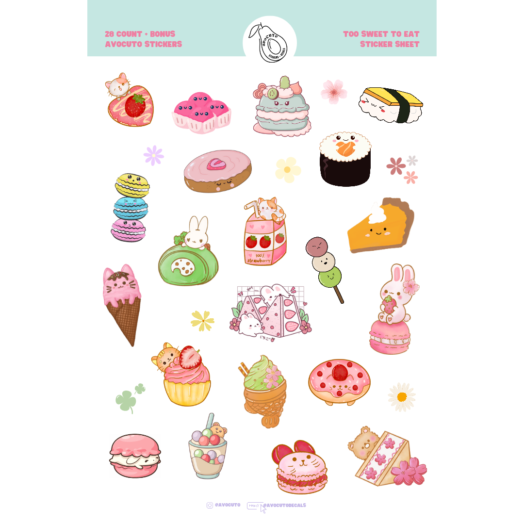 Pre-Made Too Sweet To Eat Sticker Sheet